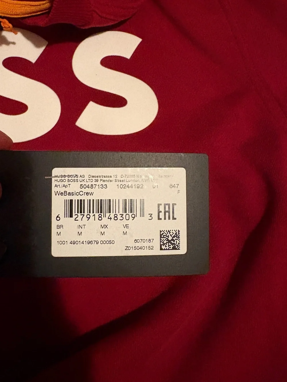 BOSS Crewneck Sweatshirt in Deep Red with White Logo